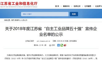 南通3家企业入选江苏省 自主工业品牌五十强 名单